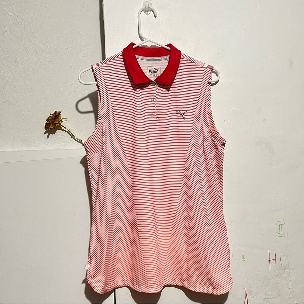 Puma sleeves less top pink white striped : Box AB04